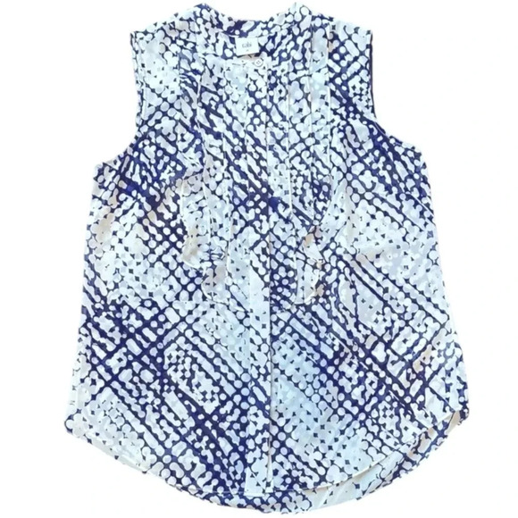 CABI style #5531 Venture Blouse sleeveless button front ruffle accent sz Medium - Picture 4 of 6